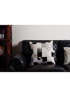 اشتري Hudson Hairon Hide Patch Filled Cushion 45x45 cm Black في الامارات