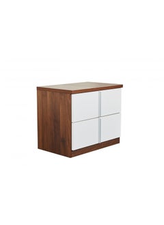 اشتري Allano Night Stand Multifunctional Bedside Table Space Saving Nightstand End Table Storage Modern Design Furnitures For Bedroom L 60 x W 39 x H 45.5 cm Dark Walnut & White في الامارات