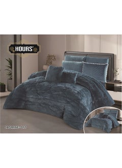 Buy 8-piece royal winter double bedspread, one velvet side and one thick fur side, king size 220x240 in Saudi Arabia