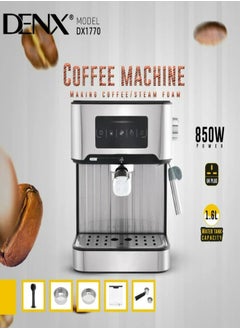 Buy Dinex Espresso and Cappuccino Coffee Maker with Touch Screen, Power of 850 Watts and Capacity of 1.6 Liters, Steel - DX1770 in Saudi Arabia