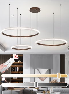 اشتري Modern LED Ceiling Circular Ring Chandelier Dimmable 3-Rings Living Room with Remote Control Round Ring Aluminium Chandelier Acrylic Height Adjustable Color Temperature Chandelier Lamp 102W في الامارات