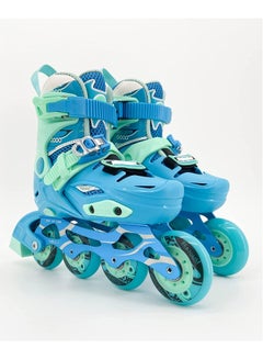 اشتري أحذية تزلج مضمنة احترافية ، زلاجات دوارة قابلة للتعديل مع أحذية تزلج أمان عالية الأداء M (32 ~ 35) أزرق في الامارات