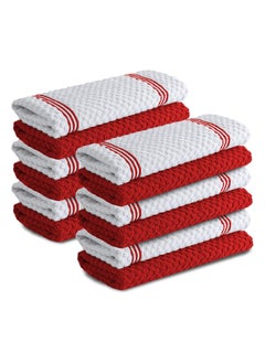 Buy Infinitee Xclusives Premium Kitchen Towels - Red [Pack of 12] 100% Cotton Kitchen Hand Towels 15 x 25 Inches - Dish Towels for Kitchen in UAE