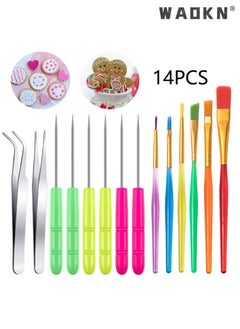 Buy 14 Pieces Cookie Tools Decorating Kit Cake Decoration Biscuit Brush Gummie Stirring Punching Needle Tweezers for Sprinkles Elbow and Straight Tweezers Decorating Supplies for Cookie Cake Fondant in Saudi Arabia