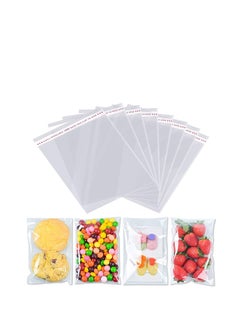 Buy Clear Cellophane Bags, 100 Pcs Large Resealable Self-Adhesive Food Grade Sealing Treat Bags OPP Plastic Bag for Candy, Soap, Cookie, Chocolates, Lollipop, Bulk, Snacks, Bread 10 x 18 cm in UAE