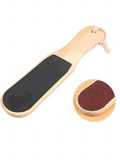 اشتري Double-sided Wood Foot Rasp Dead Skin Callus Remover Foot File Exfoliating Brush Wooden Handle Pedicure Scrubber في الامارات