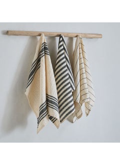 اشتري Noir Stripe 3-Piece Kitchen Towel Set 40 x 65 cm في الامارات