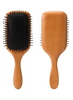 Buy Wooden Paddle Hair Brush With Nylon Bristles for Men Women Large Wood Paddle Hair Brush for Detangling in UAE