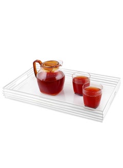 اشتري Acrylic Tray, Clear Tray, Acrylic Serving Tray with Handles for Ottoman, Coffee, Appetizer, Breakfast (Clear) في الامارات