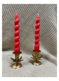 Buy Spiral Taper Soy Wax Candle - Handmade 6.7 inches Twisted Candles Sticks Dinner Candle for Home Decoration Wedding Holiday Party Set of 2 (Red, Unscented) in UAE