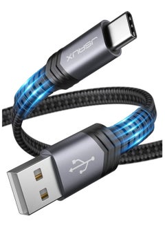 اشتري كابل JSAUX - من USB A إلى USB C 2.0 3A سريع الشحن من النايلون المضفر ، 1 متر رمادي في مصر