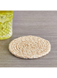 Buy Natura Kat Jute Cotton Round 4-Piece Coaster Set 12 x 12 cm in Saudi Arabia