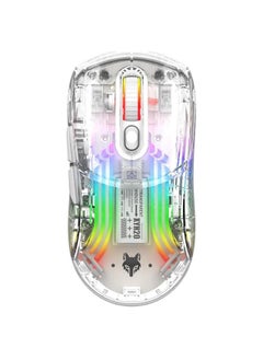 Buy XYH20 Wireless Three-mode gaming mouse full body transparent design RGB lighting -White in UAE