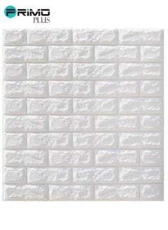 Buy 10-Piece PE Foam 3D Waterproof Brick Wall Stickers White in Saudi Arabia