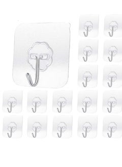 اشتري 24 Pack Transparent Adhesive Hooks 33 lb(Max) 15KG Waterproof and Oilproof Reusable Seamless Hooks Heavy Duty Wall Hook for Kitchen Bathroom Office في السعودية