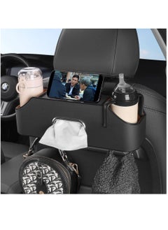 Buy Car Headrest Rear Seat Multifunctional Storage Box, Partition Design, With Cup Holder, Tissue Box, Headrest Hook, Suitable for Children and Adults, Car Travel Accessories (Black) in Saudi Arabia