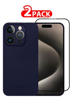 اشتري 2 Packs For iPhone 15 Pro Max Case and Screen Protector Air Skin Series Back Cover Sturdy Durable Thin Case Drop Protection Case Cover Blue في الامارات