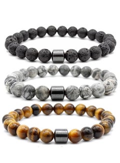 Buy 3 Pack Tiger Eye Stone Bracelets 8MM Natural Stones Beads Bracelets for Men Women Girls Jewelry in Saudi Arabia