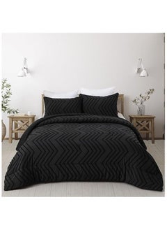 Buy King Size Comforter Set With Fitted Sheet and 4 Pillow Cases Lightweight Soft and Breathable Set for All Seasons Premium Quality 100% Cotton Material Comforter Set With Black Solid Color in UAE