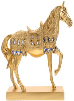 اشتري Resin Horse Statue for Desktop, Standing Horse Model Art Home Decor, Golden Horse Statue Wealth Symbol for Office Bookshelf Shop Horse Ornament Feng Shui Animal Horse في السعودية