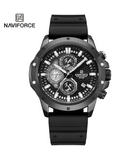 Buy Men's Chronograph Round Shape Silicone Wrist Watch NF8036 B/B/B - 46 Mm in UAE