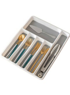 Buy Kitchen Tableware Storage Box,Classic Large Silverware Tray Organizer,Classic 6-grid Storage Box,Drawer Utensil Cutlery stainless Steel Knife Storage Finisher Tray in UAE