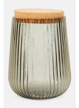 Buy Glass Storage Jar With Bamboo Lid, Transparent/Tan in UAE