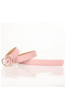 اشتري Sweet And Elegant Love Pearl Pin Button Ladies Belt 105cm Pink في الامارات