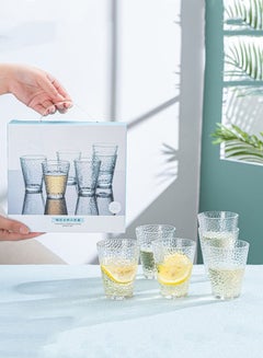 اشتري 6-Piece Borosilicate Hammer Pattern Glass Tea Cup في السعودية
