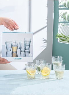 اشتري 6-Piece Borosilicate Hammer Pattern Glass Tea Cup في السعودية