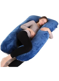 Buy Pregnancy Pillow, Full Body Pillow with Reversible Velvet Cover, U Shaped Maternity Pillow  for Pregnant Women and Sleeping Support(Dark Blue and Light Grey) in Saudi Arabia