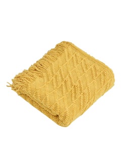 Buy Simple Warm Knitting Blanket Cotton Yellow 130x170centimeter in Saudi Arabia