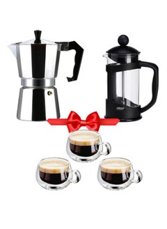 اشتري Wireless Espresso Coffee Maker + Stainless Steel French Press Coffee Maker + 3pcs Double Glass Coffee Cup في مصر