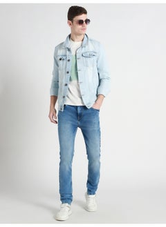 اشتري Men's Tapered Fit Light Blue Cotton Jeans - Casual and Comfortable في السعودية