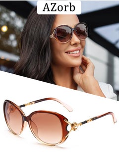 Buy Sunglasses Women Diamond Decoration Fashion Oval Women's Sun Glassess Accessories for Ladies Travle Outdoor Driving UV Protection Shades Brown.. in Saudi Arabia