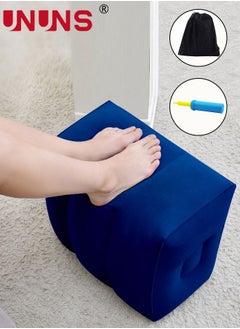 Buy Foot Rest Cushion,Inflatable Adjustable Three Layers Height Footrest With Storage Bag And Pump,For Footrest,Cars,Trains,Office Napping,Airplane,Navy Blue in UAE