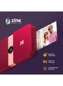 اشتري KODAK Smile Instant Print Digital Camera – Slide-Open 10MP Camera w/2x3 ZINK Printer (Red) في الامارات