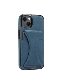 اشتري Luxury Leather Card Wallet Holder Phone Cover iPhone 13 Blue في الامارات