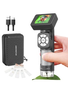 اشتري AD112 Portable Pocket 500X Microscope Kit 2-inch LCD Screen Handheld Digital Microscope with 8 Adjustable LED Lights Supports USB Connection to PC في السعودية