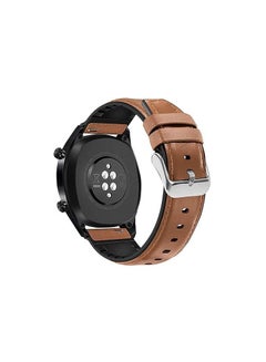 اشتري Huawei GT2E / GT2 Pro / GT2 46 - GT3 46 - 46mm Silicone Leather Replacement Strap Watchband 22mm - Camel Silver Buckle في مصر