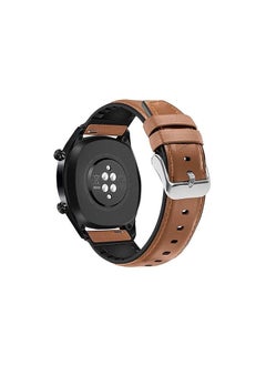 Buy Huawei GT2E / GT2 Pro / GT2 46 - GT3 46 - 46mm Silicone Leather Replacement Strap Watchband 22mm - Camel Silver Buckle in Egypt