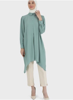 Buy Asymmetrical Hem Button Detail Tunic in UAE