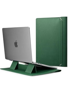 Buy Laptop Sleeve Valentinus S 13 14 inch, for MacBook Pro, Built in Magnetic Flap with [Foldable Stand] Leather Laptop Case Cover, Laptop Pouch Bag - Jeju Green in UAE