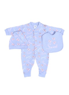 Buy Baby Girls Jumpsuit Interlock With Cap & Bib (3pcs) in Egypt