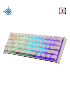 اشتري 61 Keys Mechanical Keyboard Type-C Wired Mechanical Switch RGB Backlight PBT Pudding Keycaps 60% NKRO Gaming Keyboard - White Red Switch في الامارات