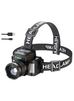 Buy LED Headlamp, Rechargeable High Power Headlight, USB Charging, Super Bright Motion Sensor Headlamps, 6 Lighting Modes, Waterproof Durable Head Lamp for Hiking, Outdoor, Camping, Emergency in Saudi Arabia