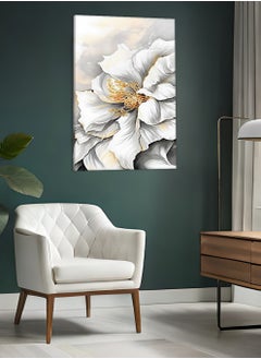 Buy Canvas Wall Art Stretched Over Wooden Frame with Golden Flower Abstract Painting in Saudi Arabia