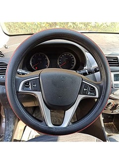 Buy High quality black leather circular steering wheel cover with red stitching for the Toyota Corona in Egypt