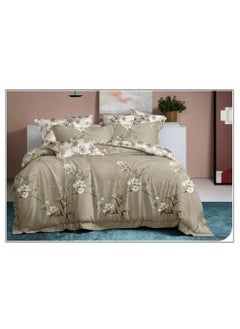 Buy 6-Pieces Glace Cotton Printed Fancy Comforters Set Fixed duvet, fitted bedsheets and pillowcase King Size F20 in UAE