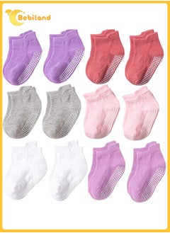 Buy 12 Pack  Baby Socks Toddler Socks Non Slip Grip Ankle Socks with Non Skid Soles  for  1-3 Years Baby Socks, Size M in UAE